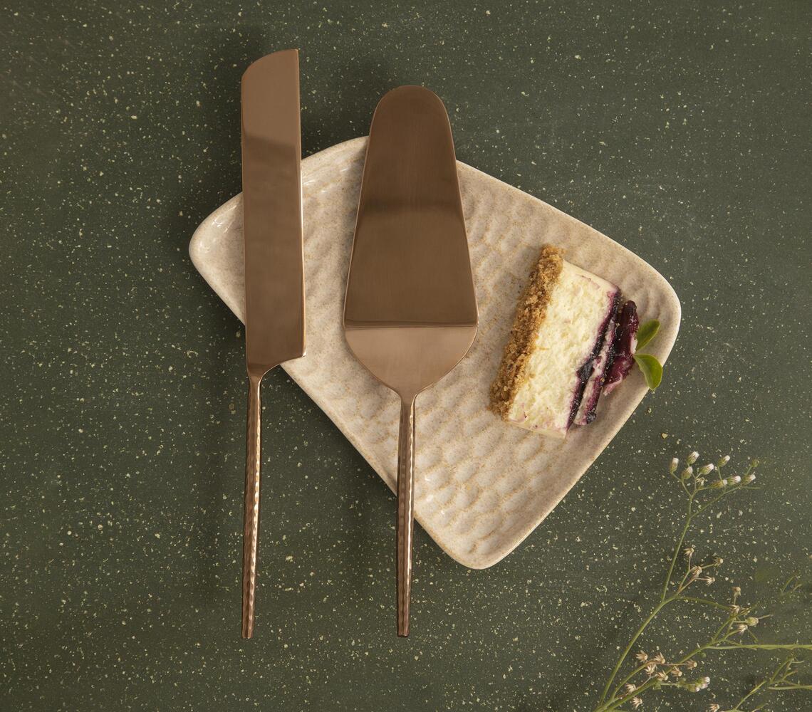 Stainless Steel Rose-Gold Cake Servers (Set of 2)