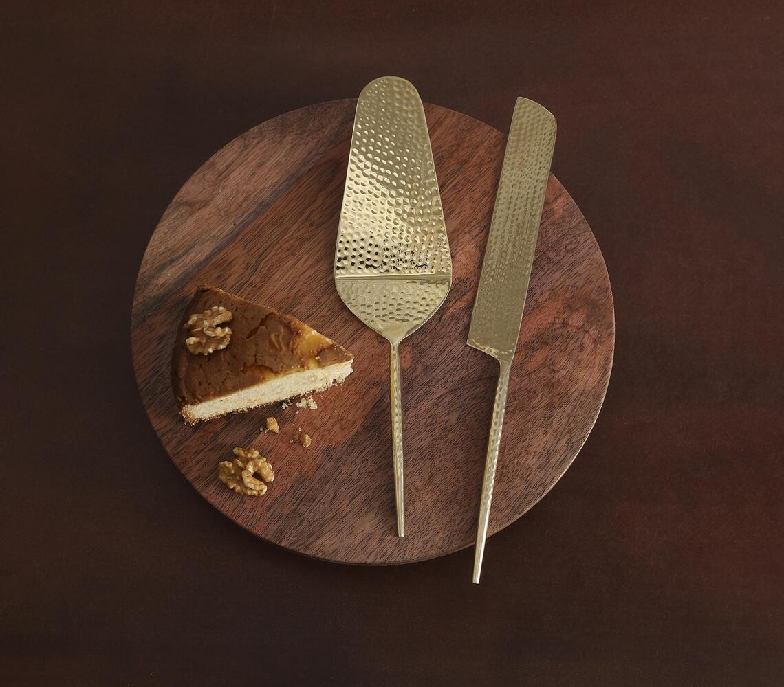 Stainless Steel Gold Toned Cake Servers (Set of 2)