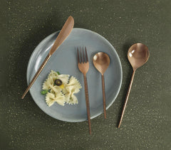Hammered Steel Rose-Gold Cutlery (Set of 4)