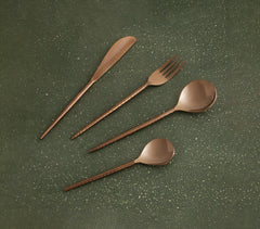Hammered Steel Rose-Gold Cutlery (Set of 4)