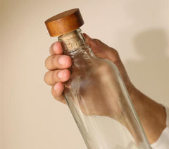 Glass Frosted Chevron Bottle with Brown Stopper