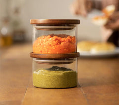 Glass Stackable Jars (Set Of 2)