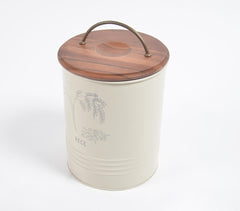 Grain Storage Metallic Barrel With Wooden Lid