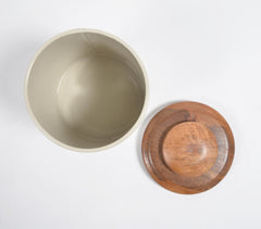 Metallic Canister with Wooden Lid
