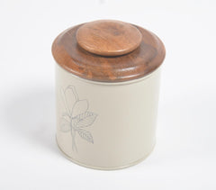 Metallic Canister with Wooden Lid