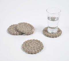 Clustered Felt Pom-Pom Coasters (Set of 4)