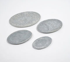 Hand Carved Grey Slate Oval Trays (set of 4)