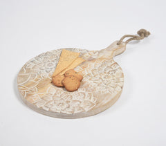 Floral Engraved Distressed Wooden Chopping Board