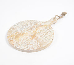 Floral Engraved Distressed Wooden Chopping Board