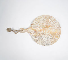 Floral Engraved Distressed Wooden Chopping Board