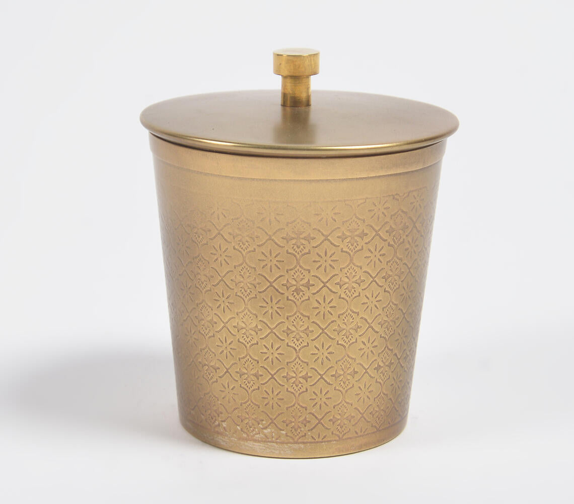 Floral Engraved Brass Sugar Jar