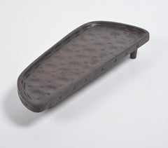 Asymmetric Textured Wooden Tripod Platter