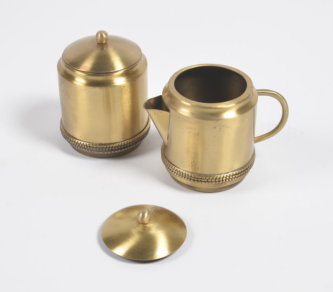 Traditional Brass Milk & Sugar Pot Set