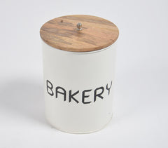 Galvanized Iron 'Bakery' Storage Jar with Wooden Lid