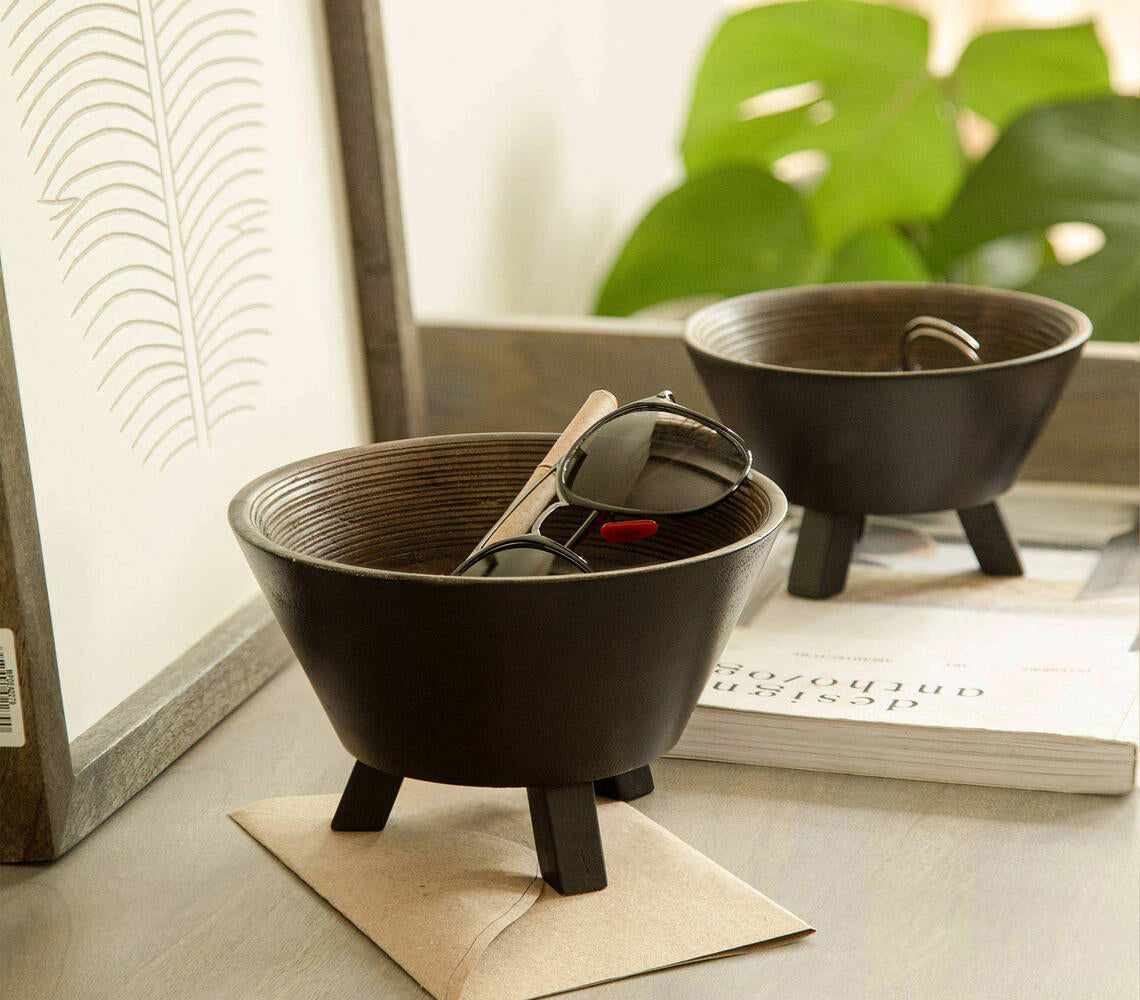 Tripedal Conical Turned Wood Bowl (Large)