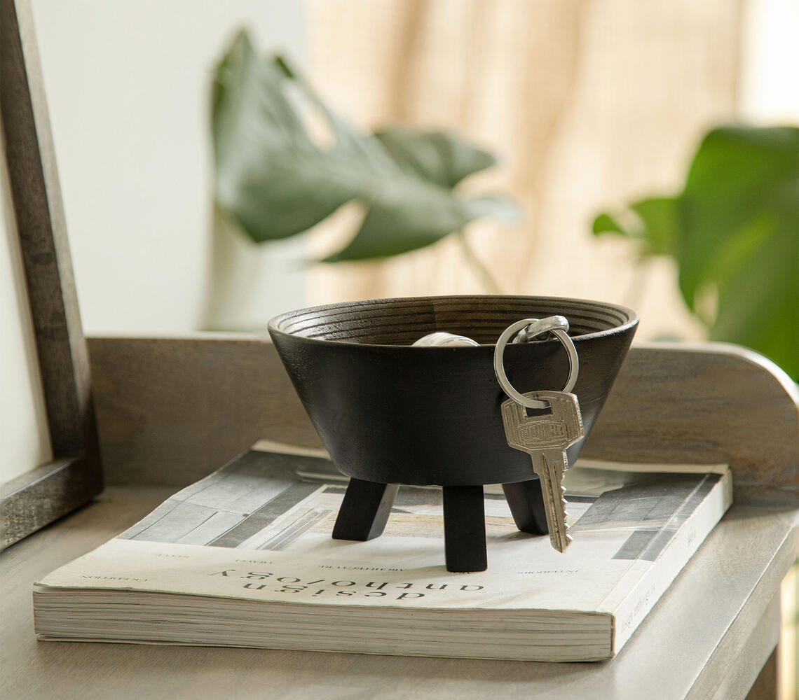 Tripedal Conical Turned Wood Bowl (Small)