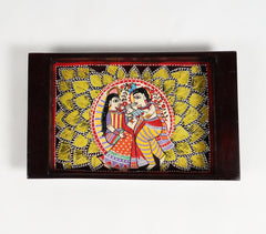 Hand Painted Madhubani Cherry Wood Tray