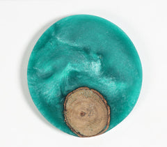 Hand Poured Sea Green Resin & Wood Coasters (Set of 4)
