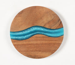 Hand Cut Wood & Oceanic Resin Coaster