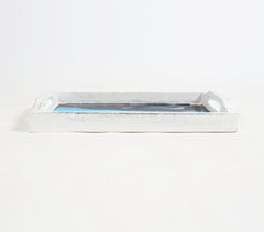 Hand Carved Mango Wood Abstract Enameled Tray