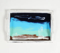 Hand Carved Mango Wood Abstract Enameled Tray