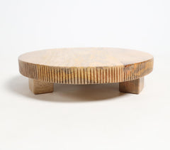 Turned Mango Wood Classic Ribbed Cake Stand