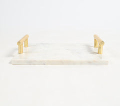 Classic Marble Tray with Metallic Handles