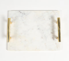 Classic Marble Tray with Metallic Handles