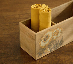 Hand Painted Raw Wood Floral Cutlery Stand