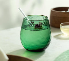 Green Round Glass Tumblers (Set Of 2)
