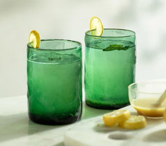 Green Cylindrical Glass Tumblers (Set Of 2)