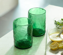 Green Cylindrical Glass Tumblers (Set Of 2)