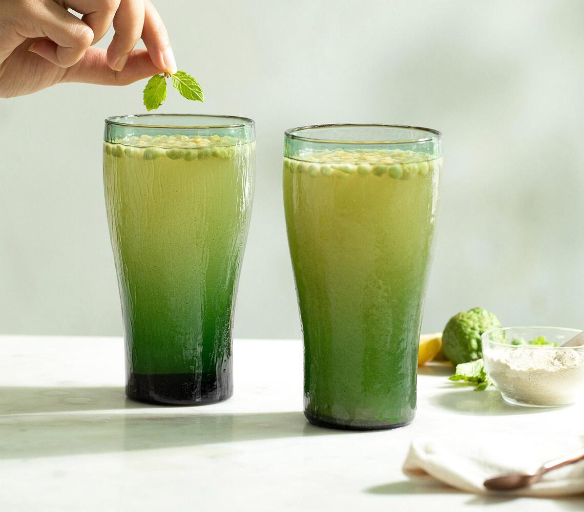Green Minimal Glass Tumblers (Long, Set Of 2)