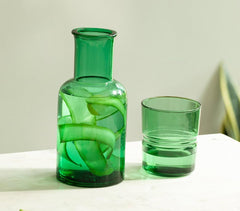 Green Minimal Glass Carafe with Tumbler