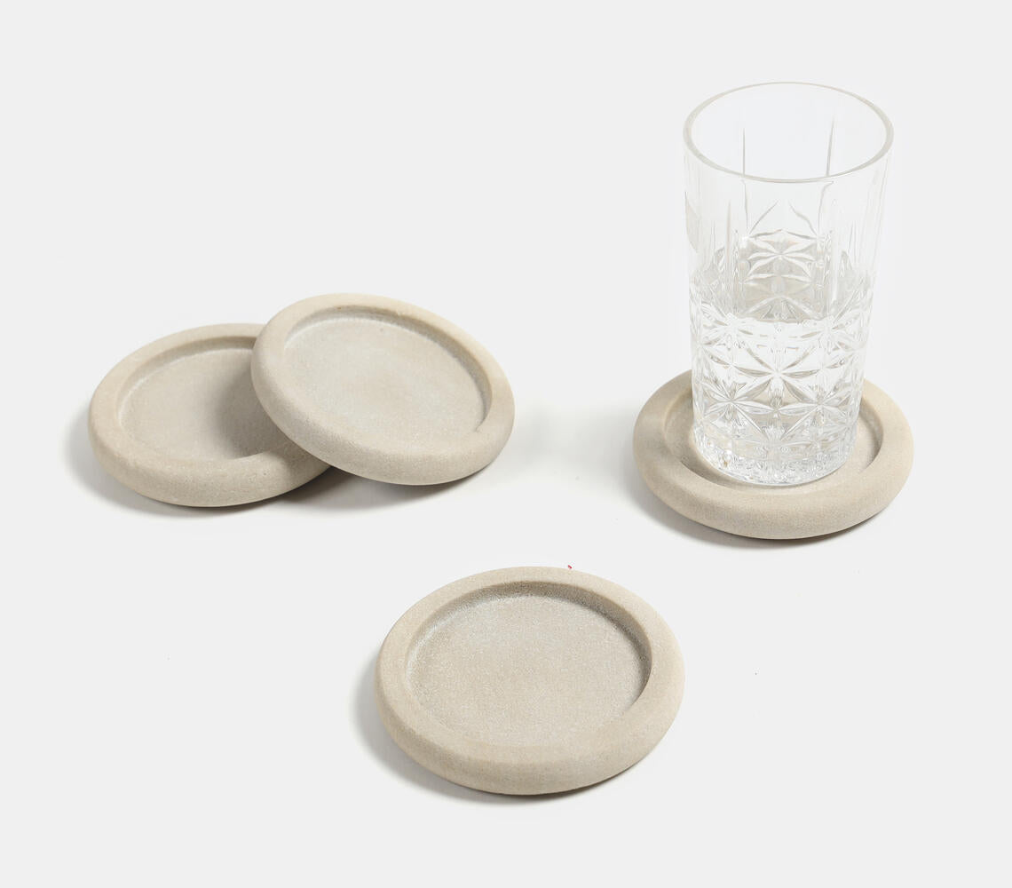 Turned Sandstone Minimal Coasters (Set of 4)