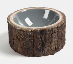 Enamelled Mango Wood Log Serving Bowl