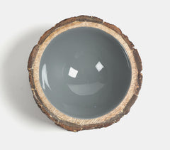 Enamelled Mango Wood Log Serving Bowl