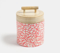 Abstract Wooden Cylindrical Canister with Lid