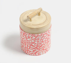 Abstract Wooden Cylindrical Canister with Lid
