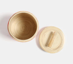 Abstract Wooden Cylindrical Canister with Lid