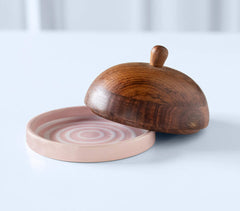 Handmade Ceramic Butter Keeper with Wooden Lid