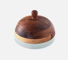 Handmade Ceramic Polka Dots Butter Dish with Wooden Lid