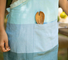 Handwoven Cotton Blue Kitchen Apron