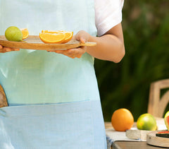 Handwoven Cotton Blue Kitchen Apron