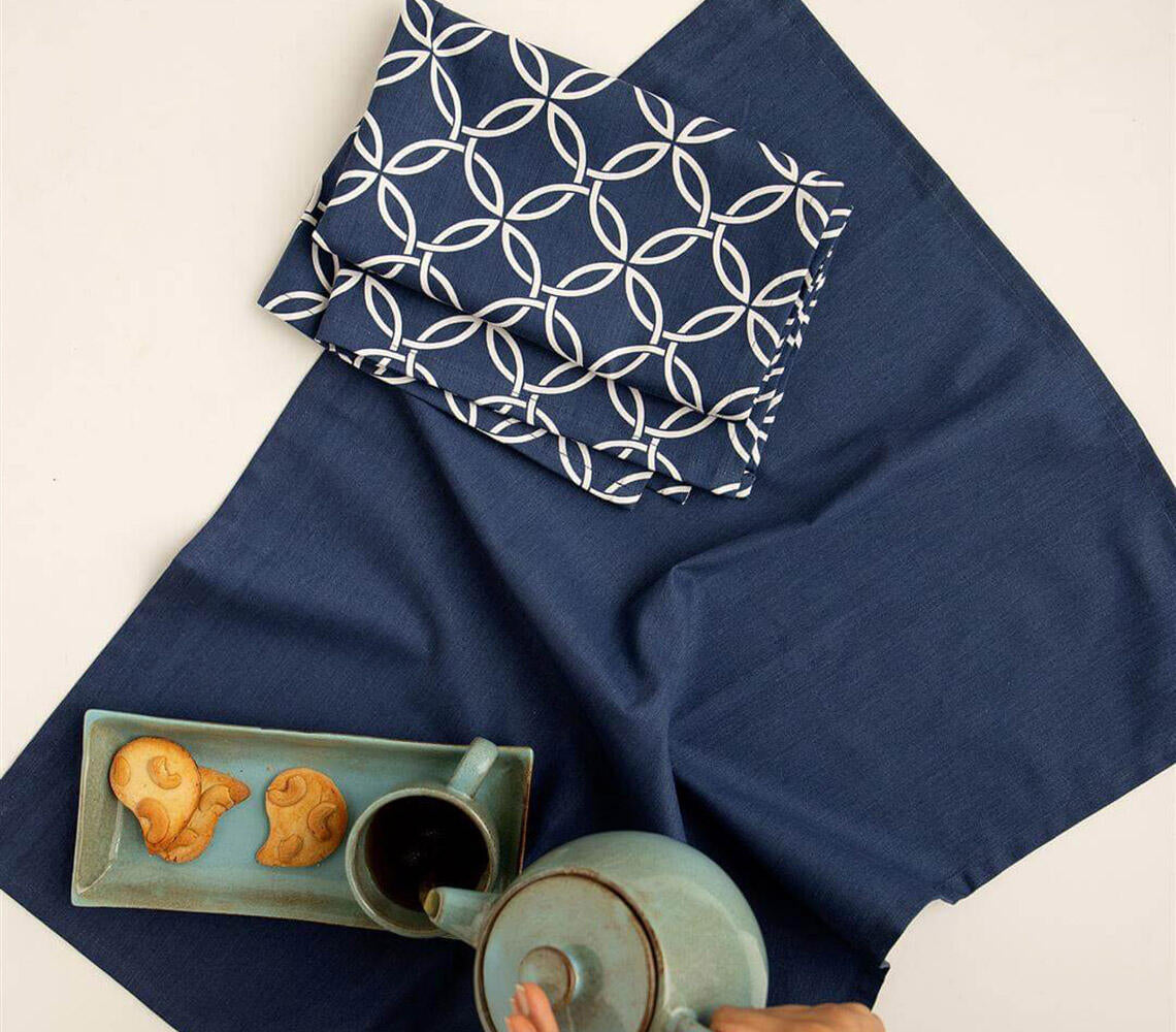Handwoven Pure Cotton Indigo Dish Towels (Set of 2)
