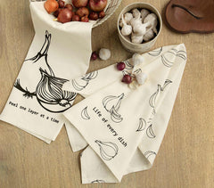 Handwoven Cotton Onion & Garlic Dish Towels (Set of 2)