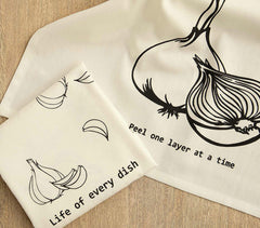 Handwoven Cotton Onion & Garlic Dish Towels (Set of 2)