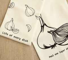 Handwoven Cotton Onion & Garlic Dish Towels (Set of 2)