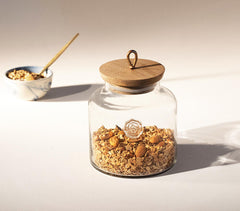 Handmade Glass Cast Jar with Wooden Lid