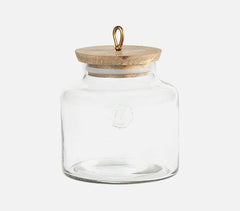 Handmade Glass Cast Jar with Wooden Lid